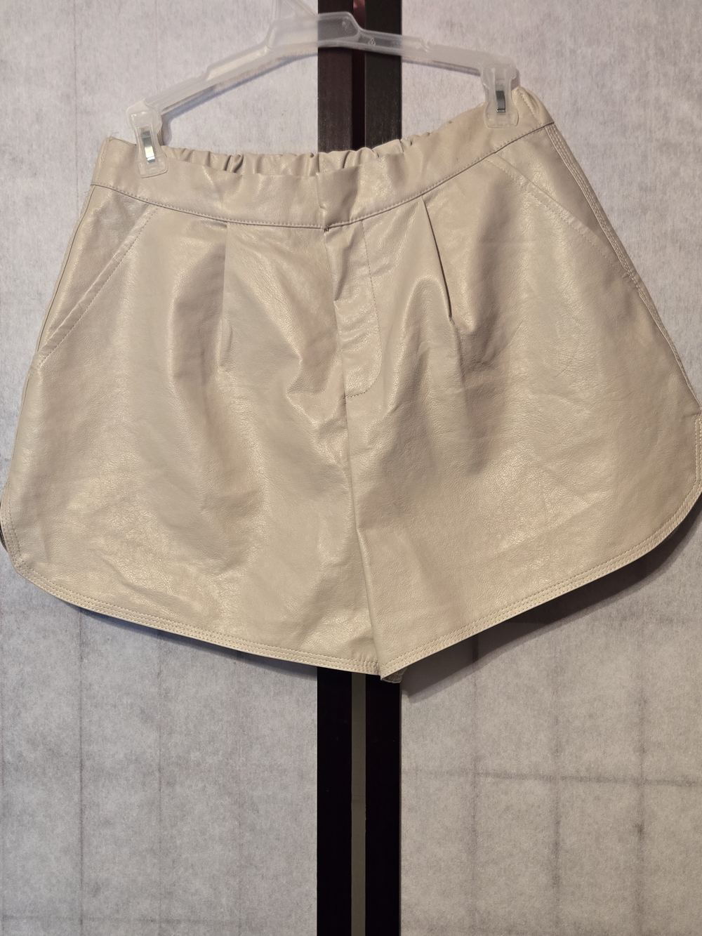 GREY LAB Beige Faux Leather Shorts